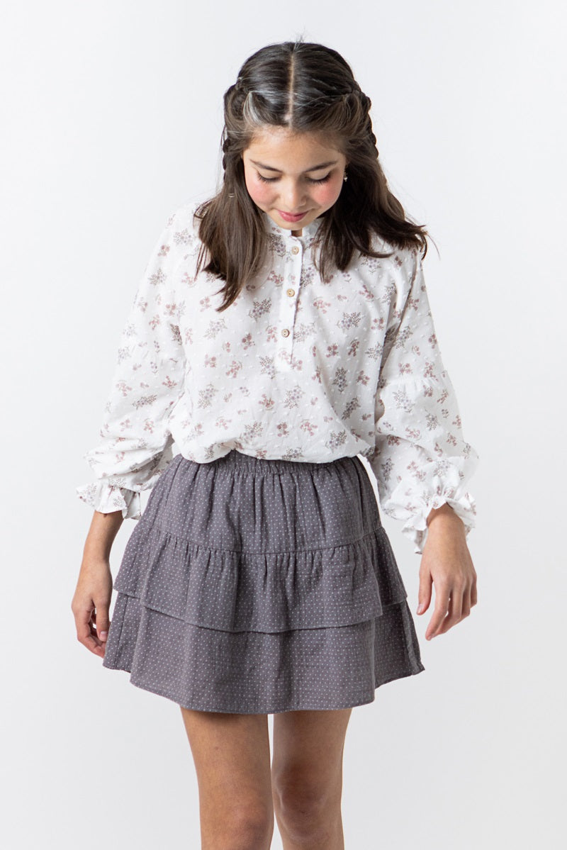 BLU06 Blusa romántica florecita rosa