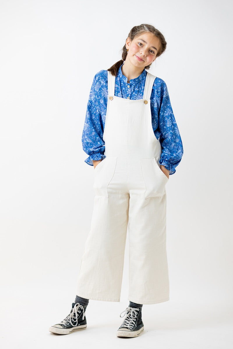 BLU08 Blusa romántica flor azul raya lúrex