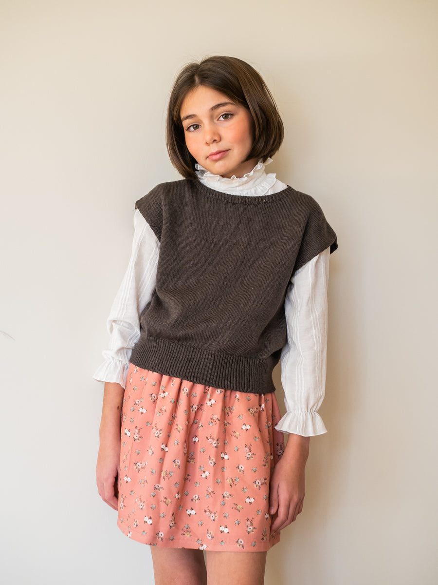 FAL01 Falda gomas florecitas colorete