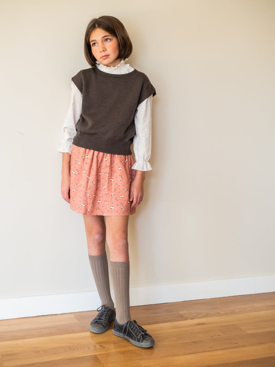 FAL01 Falda gomas florecitas colorete