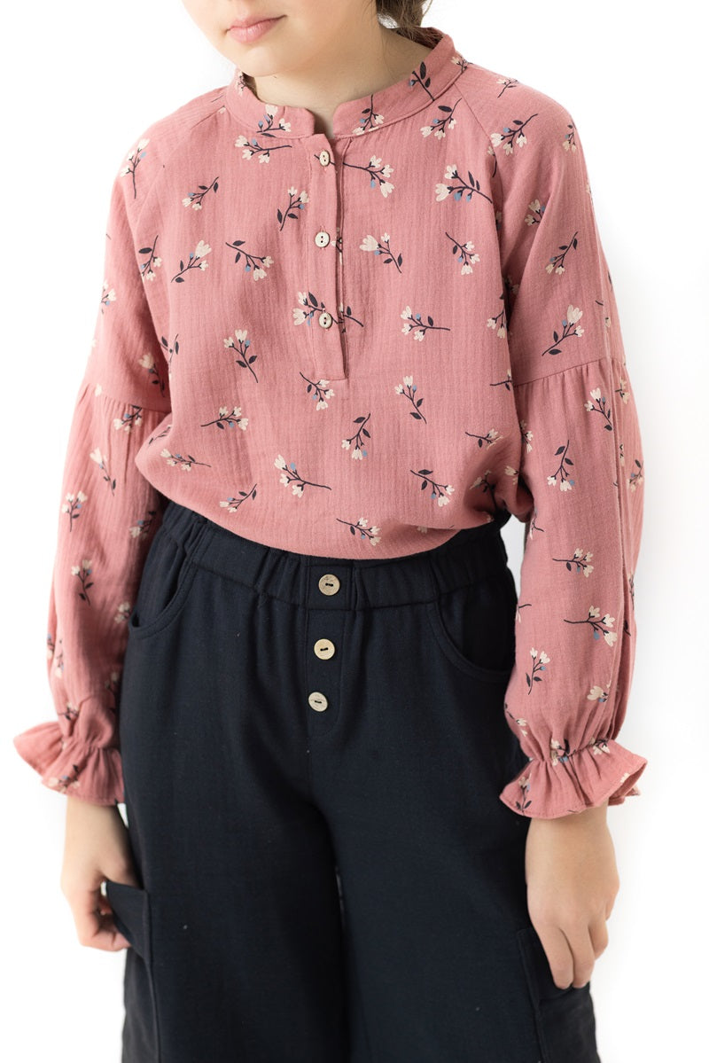 BLU09 Blusa romántica flor tulipán