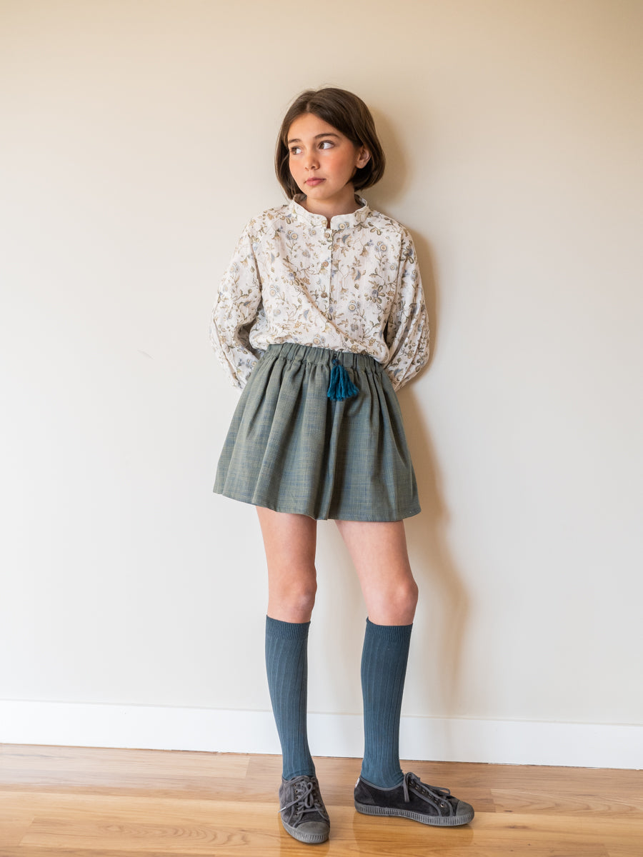 FAL04 Falda pantalón vichy azul y verde