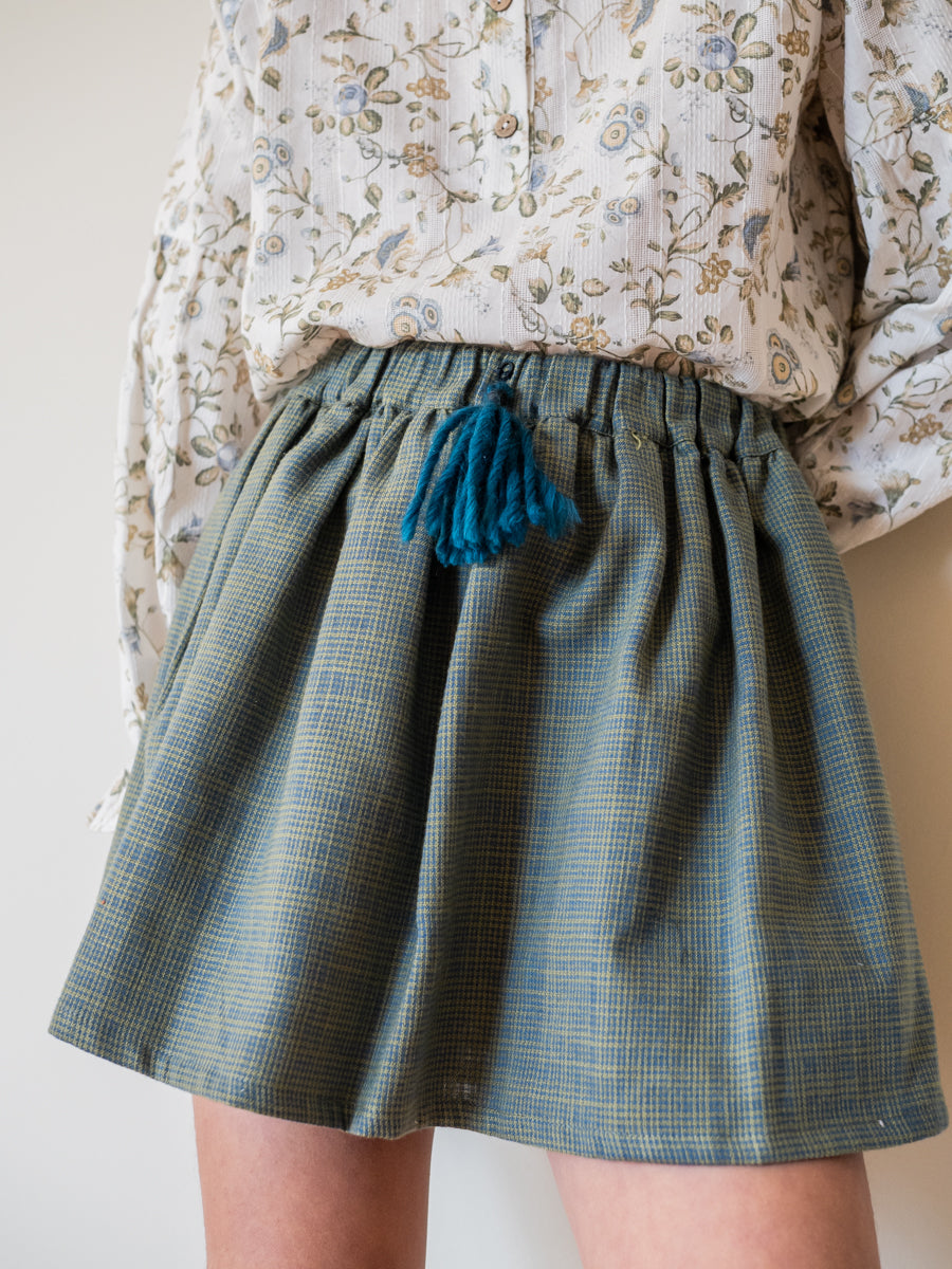 FAL04 Falda pantalón vichy azul y verde