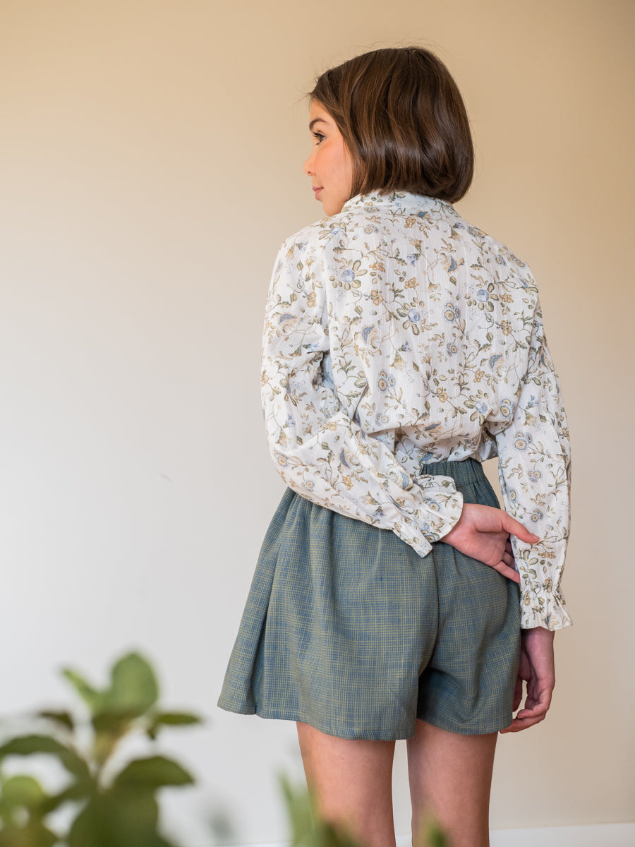 FAL04 Falda pantalón vichy azul y verde