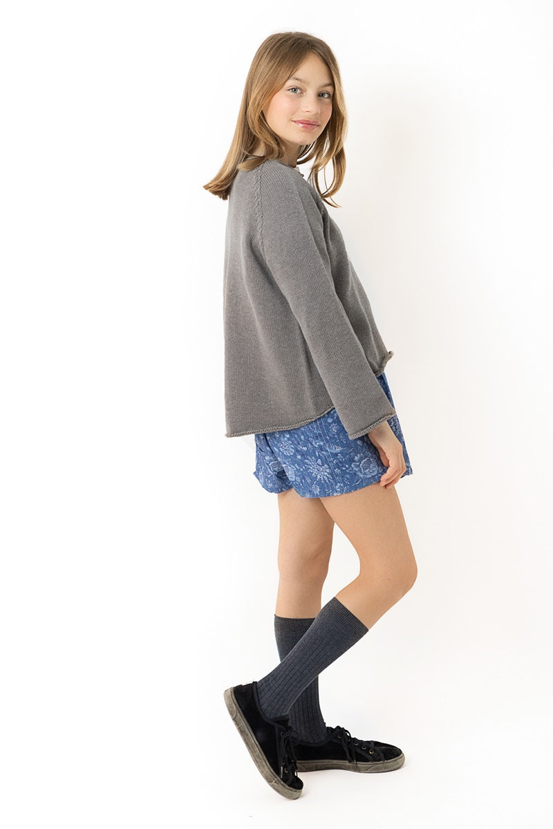 FAL03 Falda pantalón flor azul raya lúrex