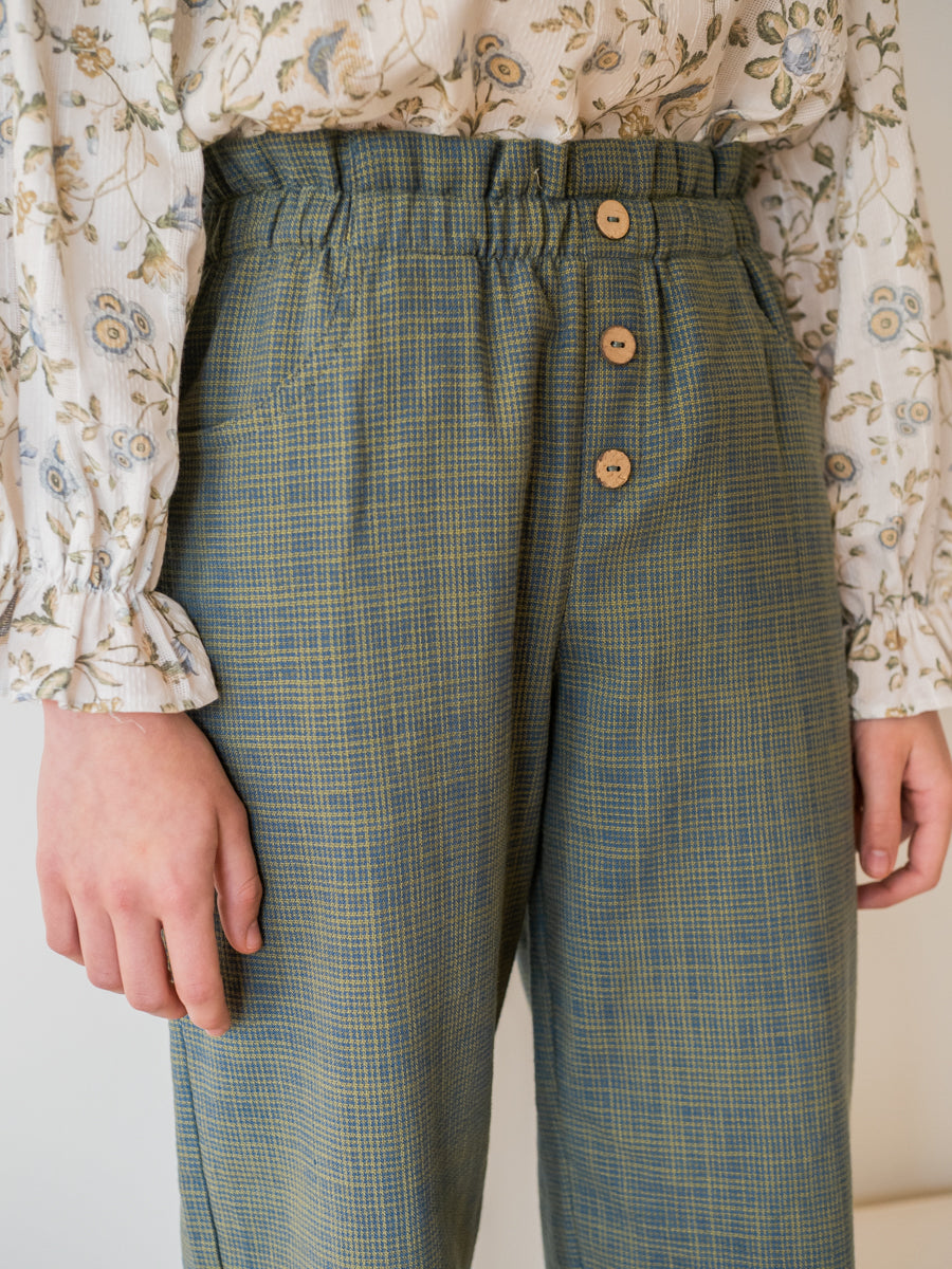 PAN02 Pantalón largo vichy azul y verde