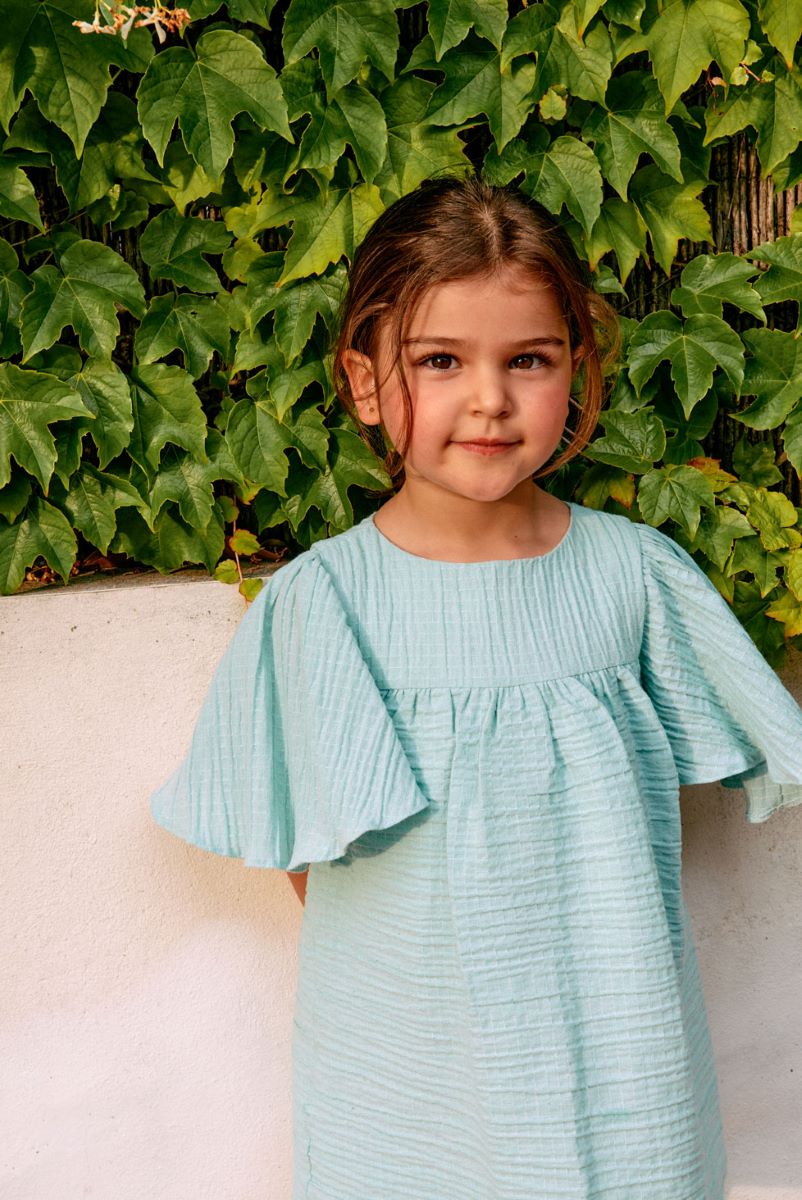 VES02 Vestido manga volada verde