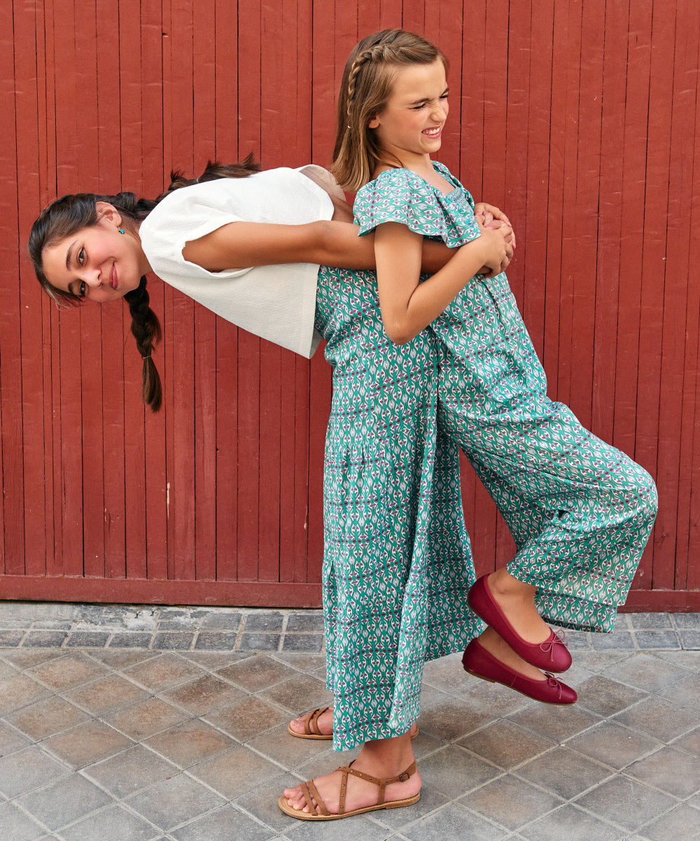 PAN05 Pantalón campana étnico verde