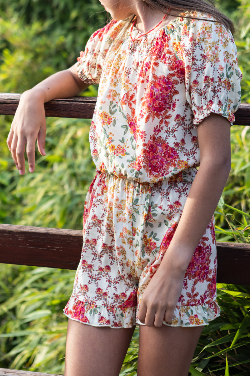 PAN07 Pantalón corto flores patchwork