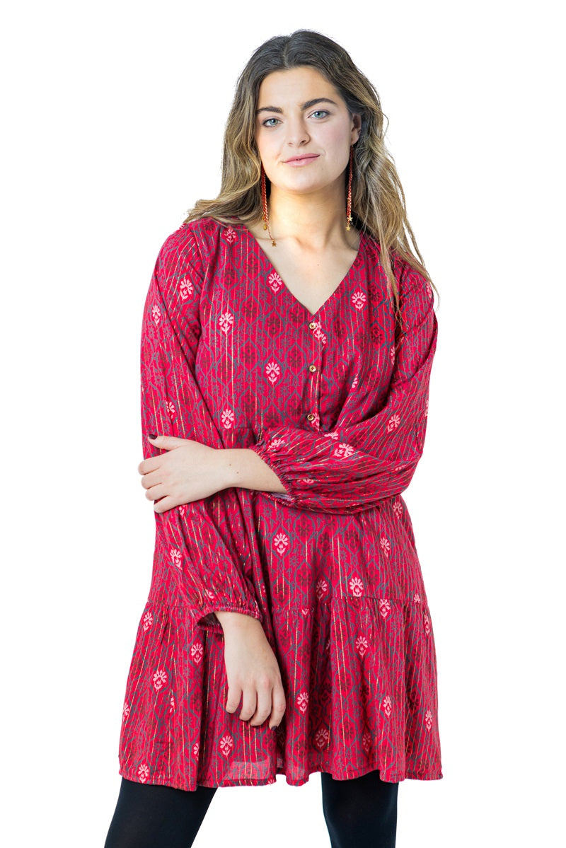 VEST01 Vestido boho guinda