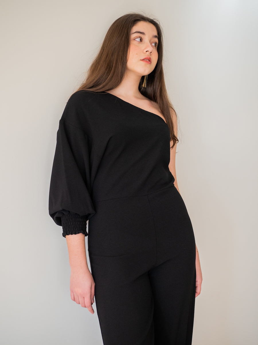 MONT01 Mono largo asimétrico negro