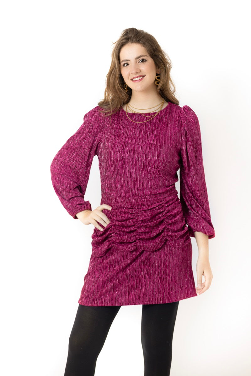 VEST04 Vestido corto terciopelo rosa