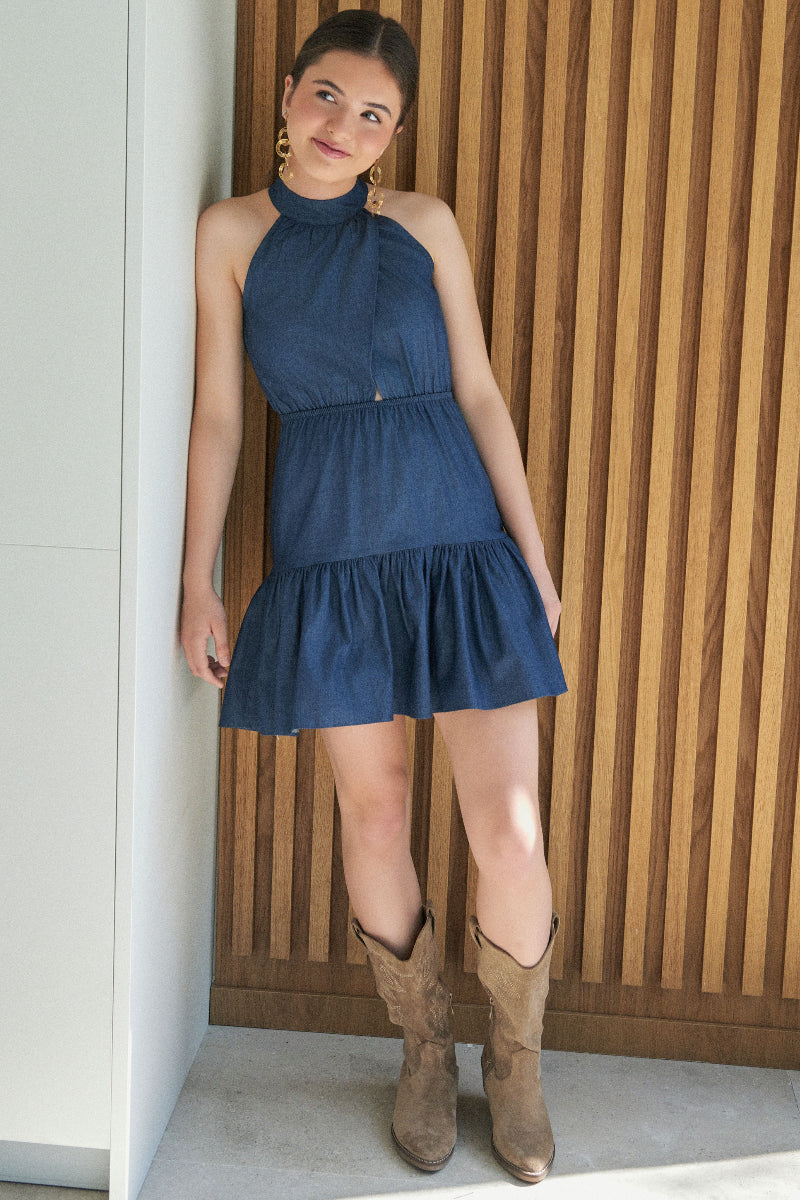 Vestido halter denim