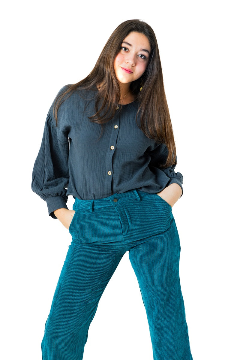 BLUT02 Blusa boho antracita