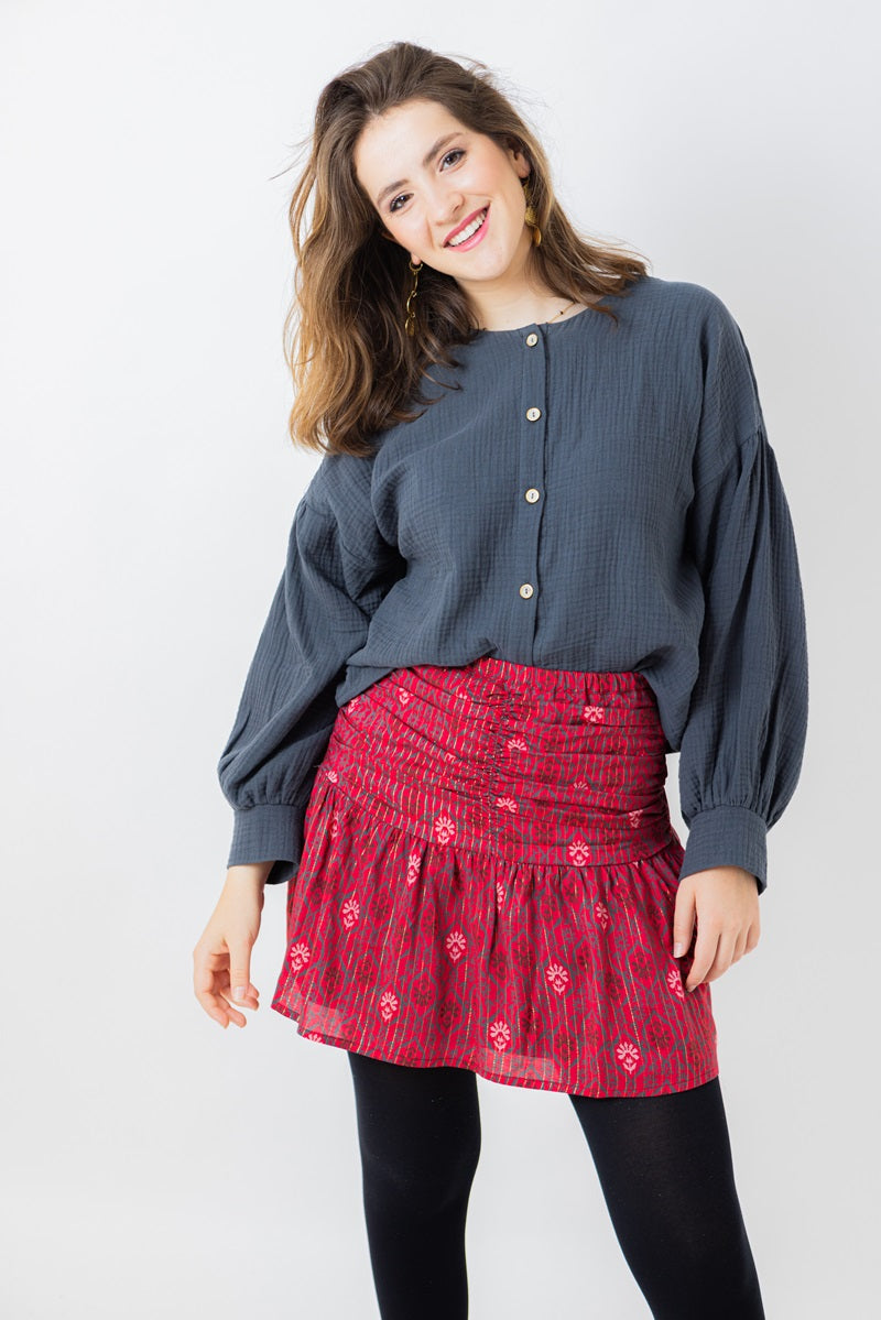 BLUT02 Blusa boho antracita