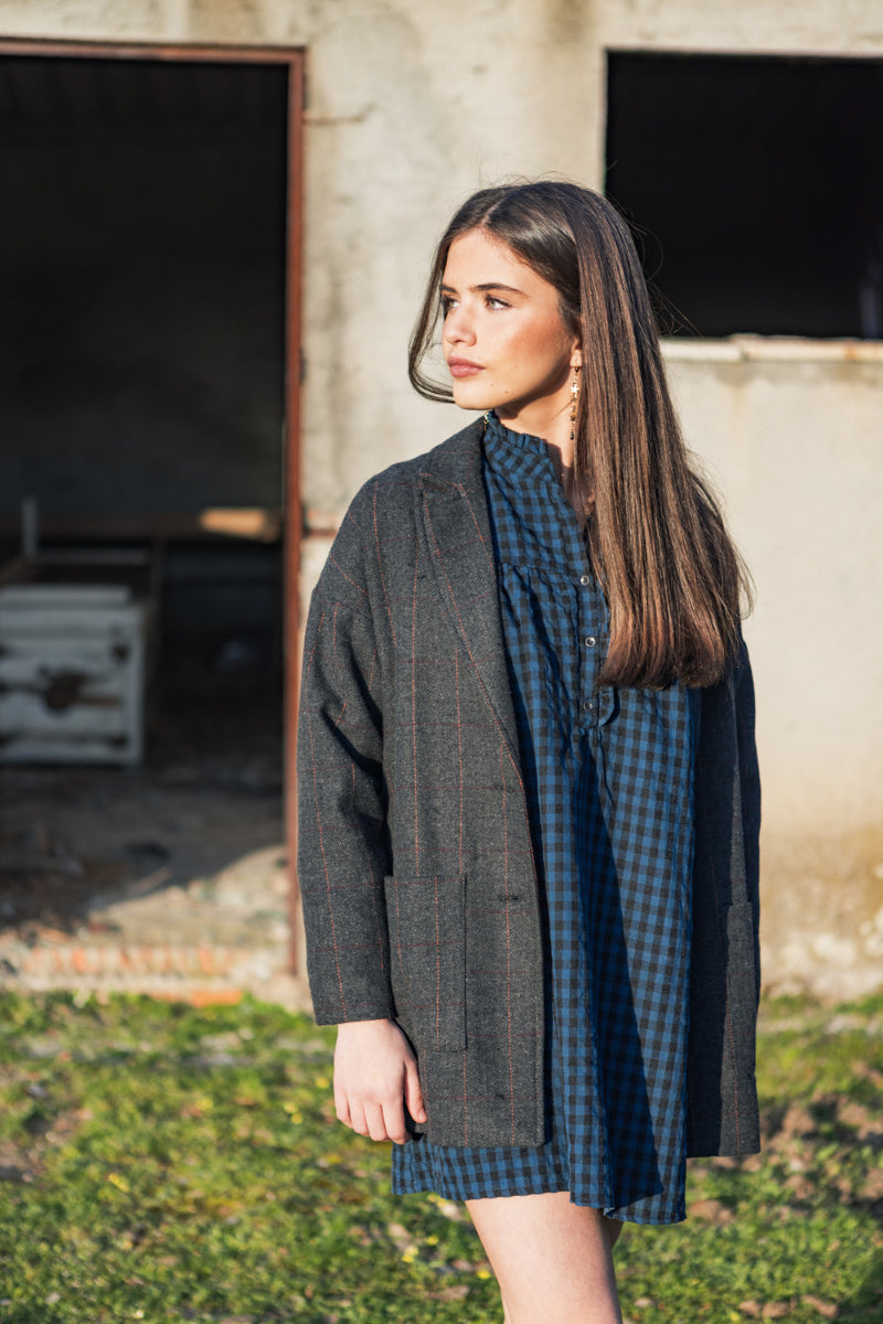 VEST05 Vestido boho vichy azul