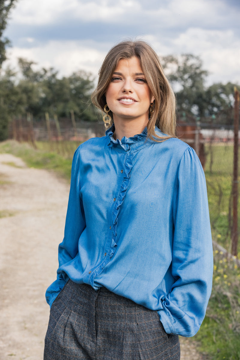 BLUT01 Blusa volante denim
