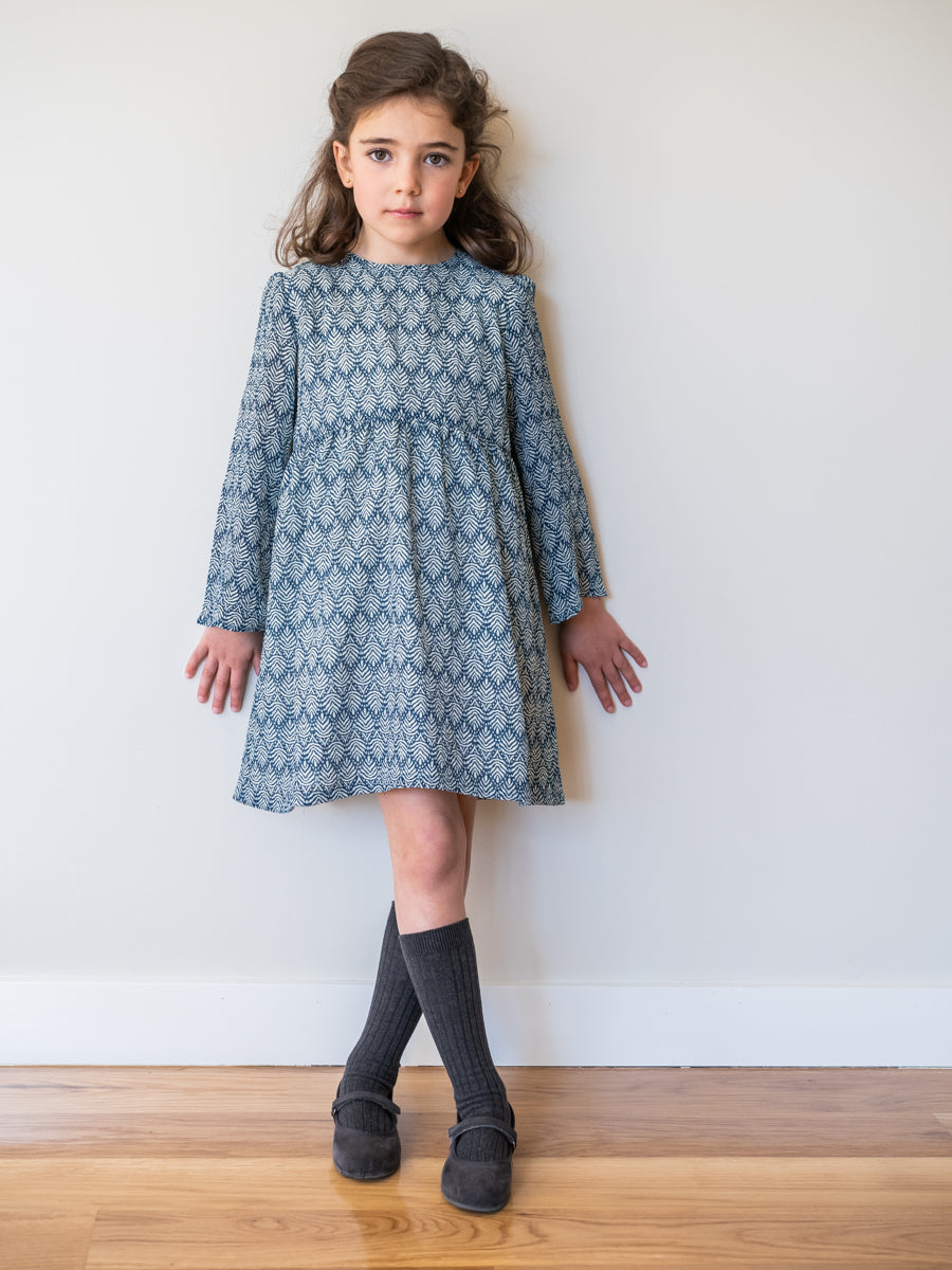 VES04 Vestido boho hojas azul