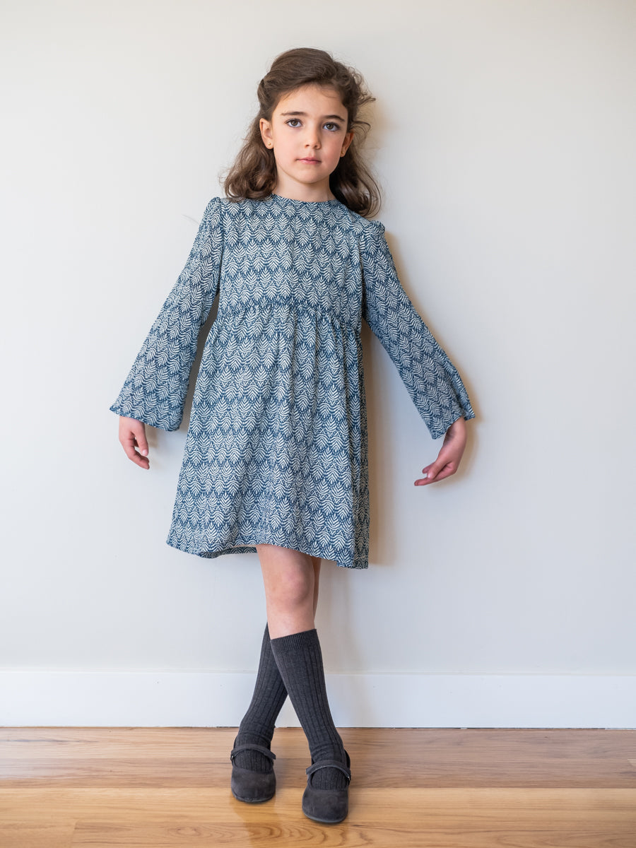 VES04 Vestido boho hojas azul