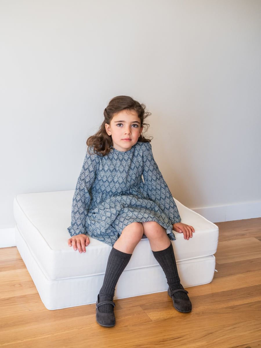 VES04 Vestido boho hojas azul