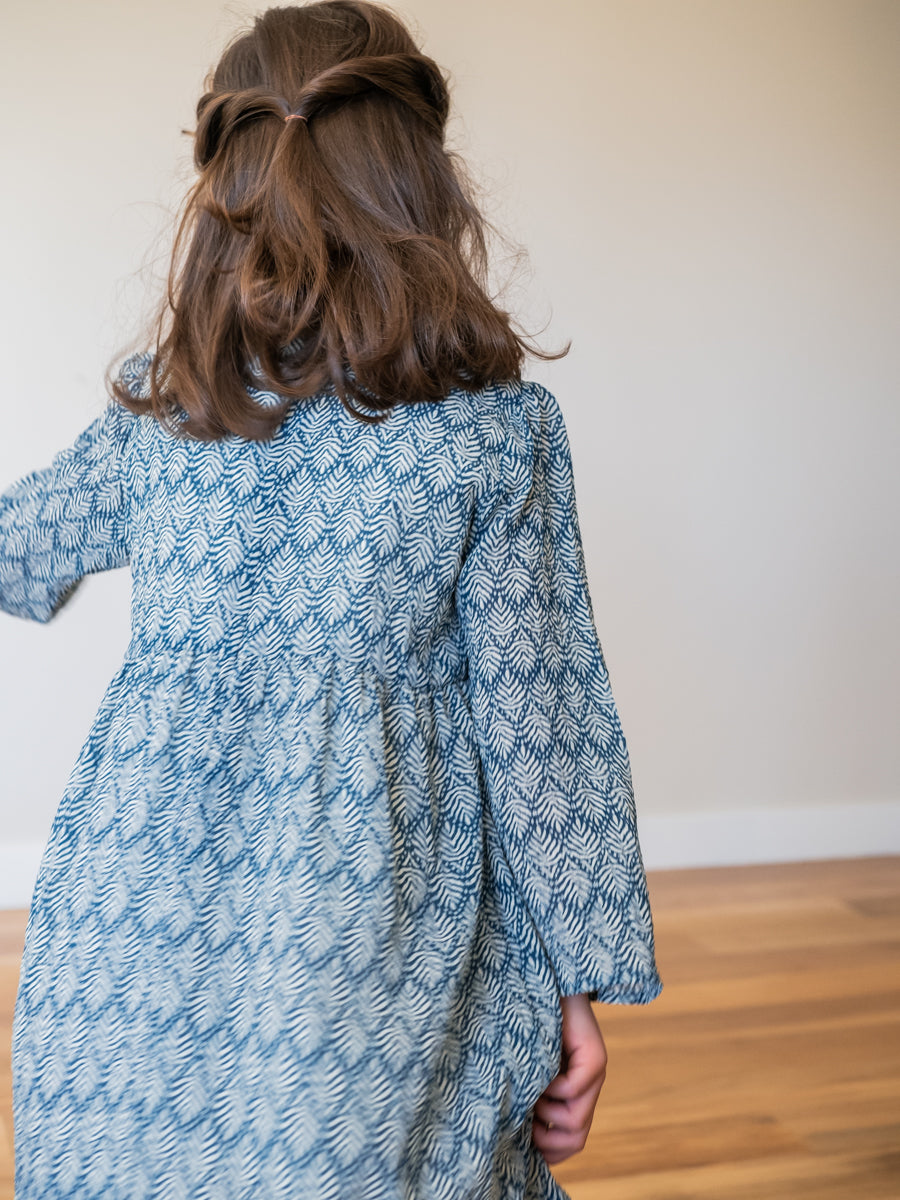 VES04 Vestido boho hojas azul