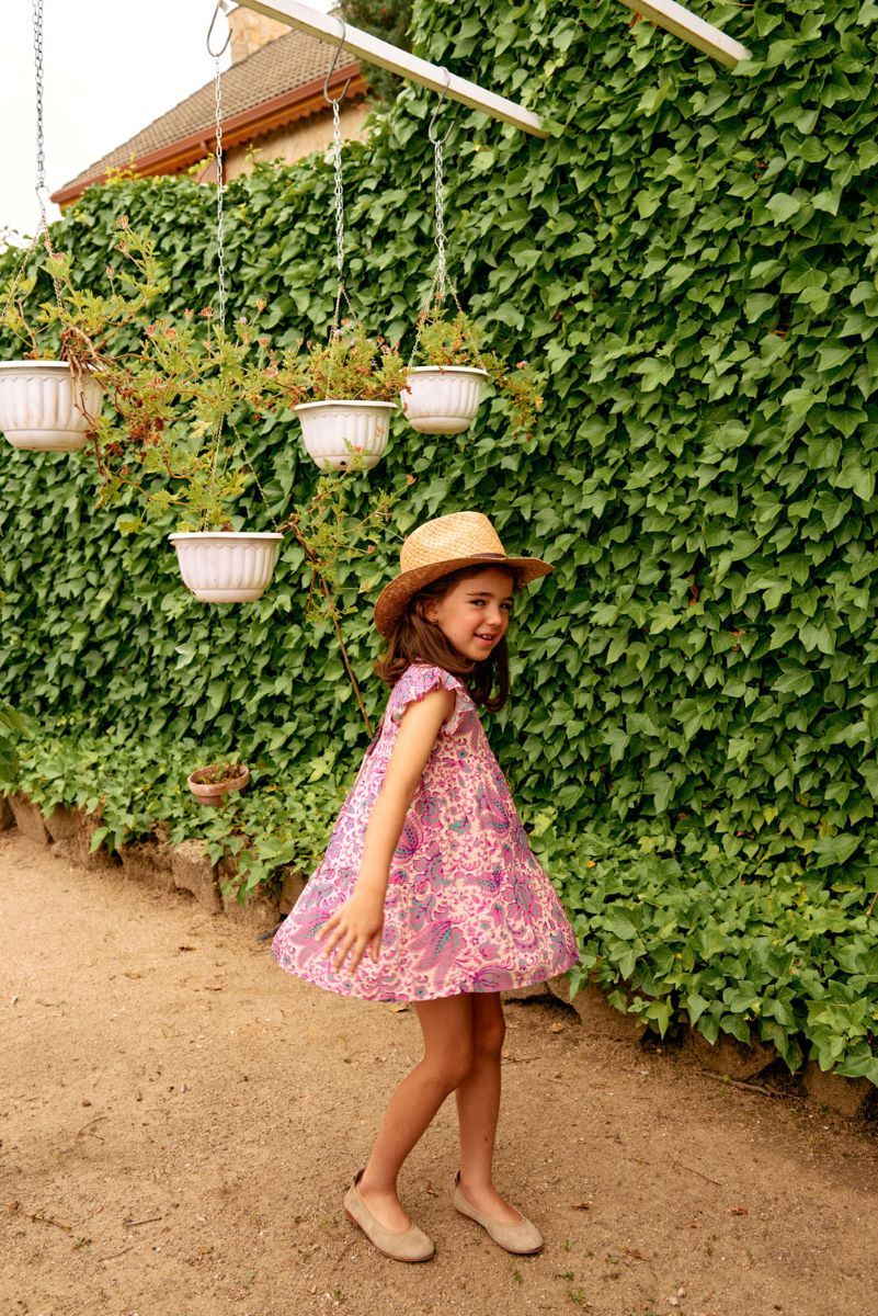 VES04 Vestido bucólico flores rosas