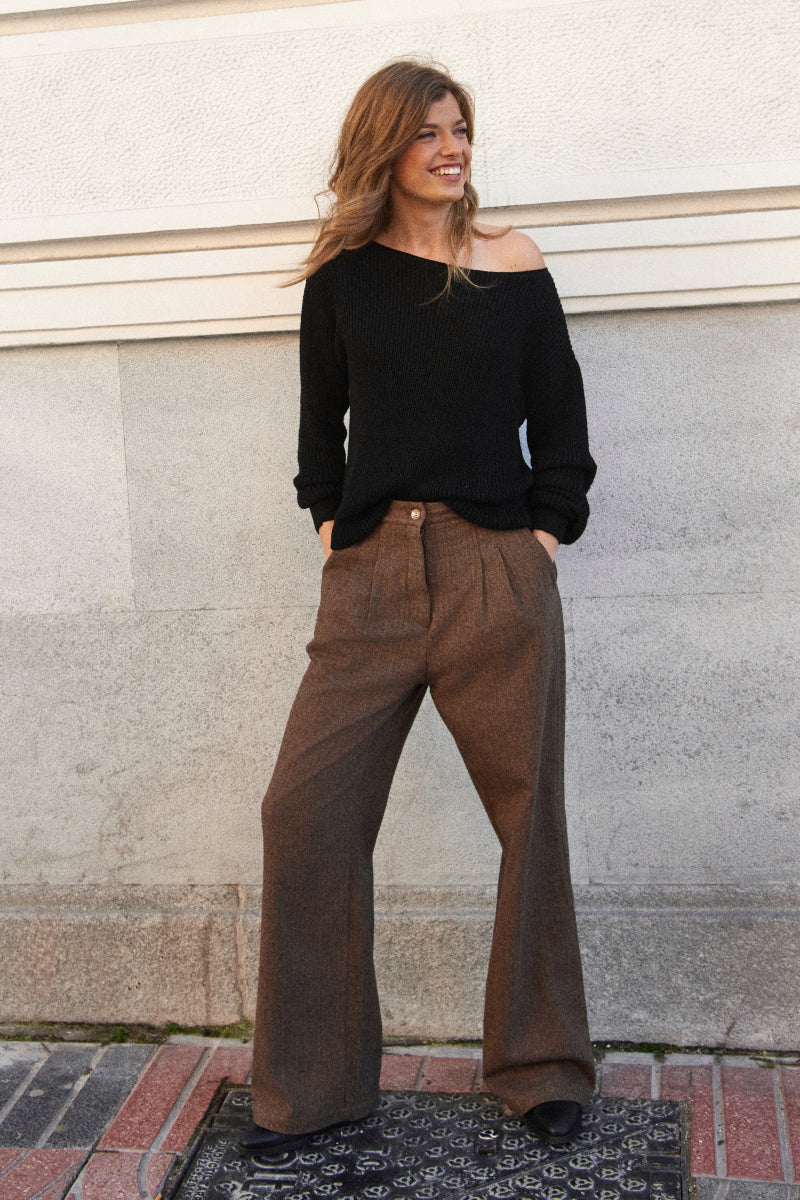 Pantalón espiguilla marrón