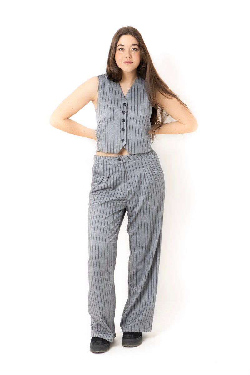 TOP01 Chaleco espiguilla gris