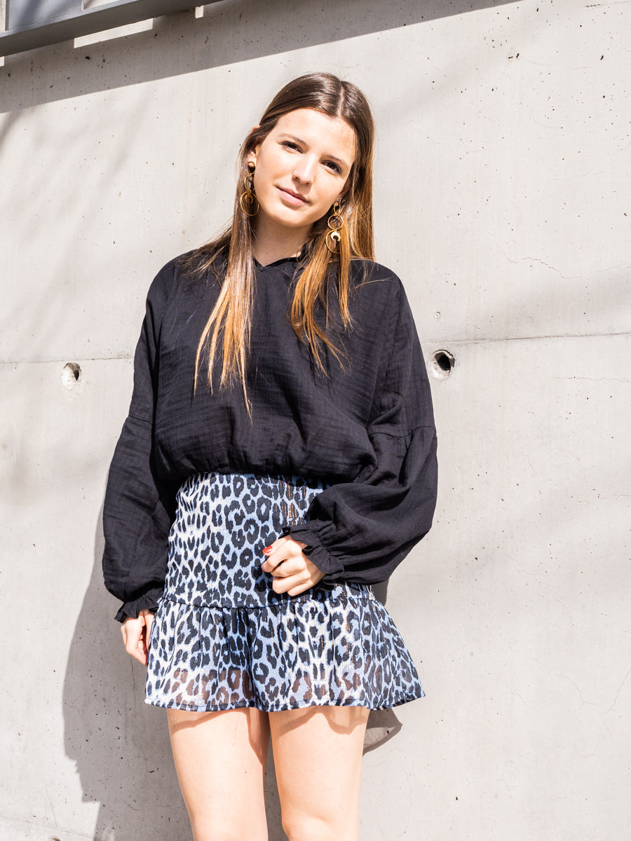 FALT03 Falda corta animal print azul
