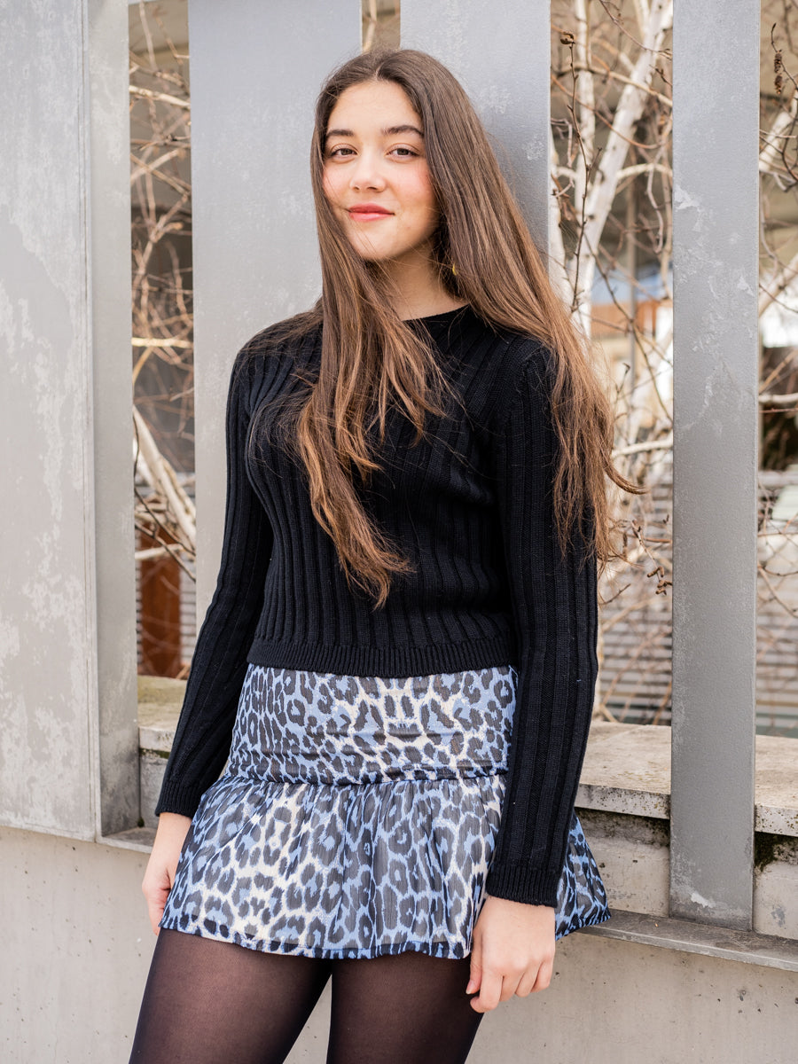 FALT03 Falda corta animal print azul