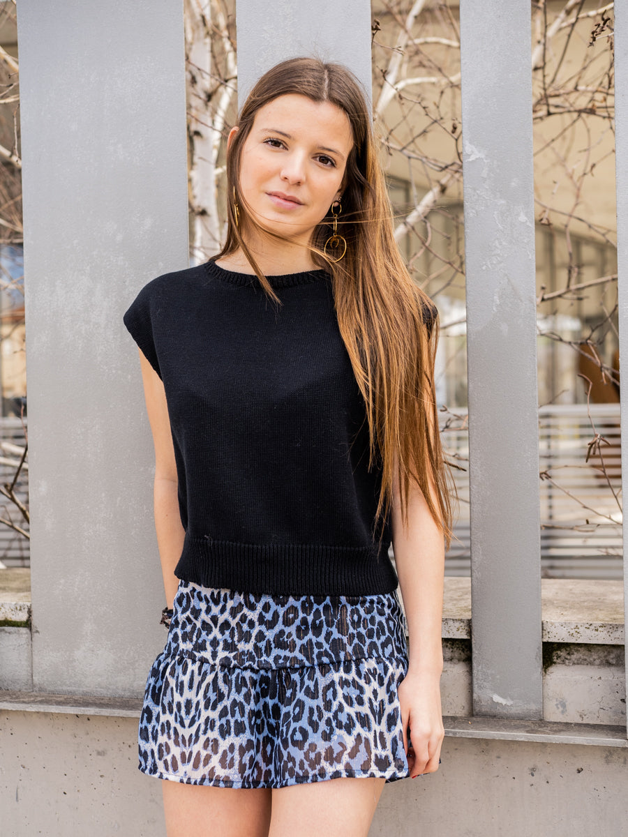 FALT03 Falda corta animal print azul