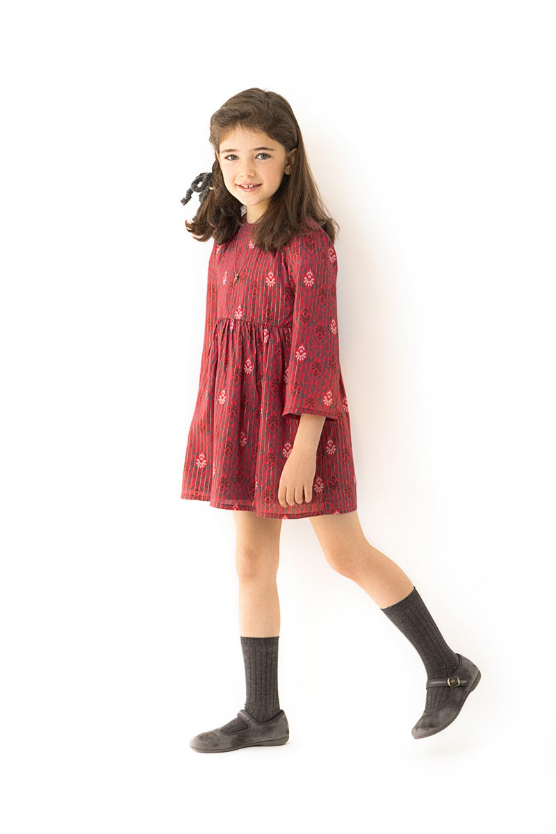 VES05 Vestido boho guinda raya lúrex
