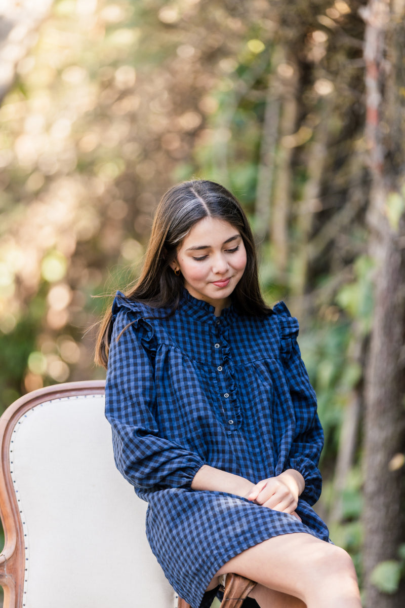 VES05 Vestido boho vichy azul