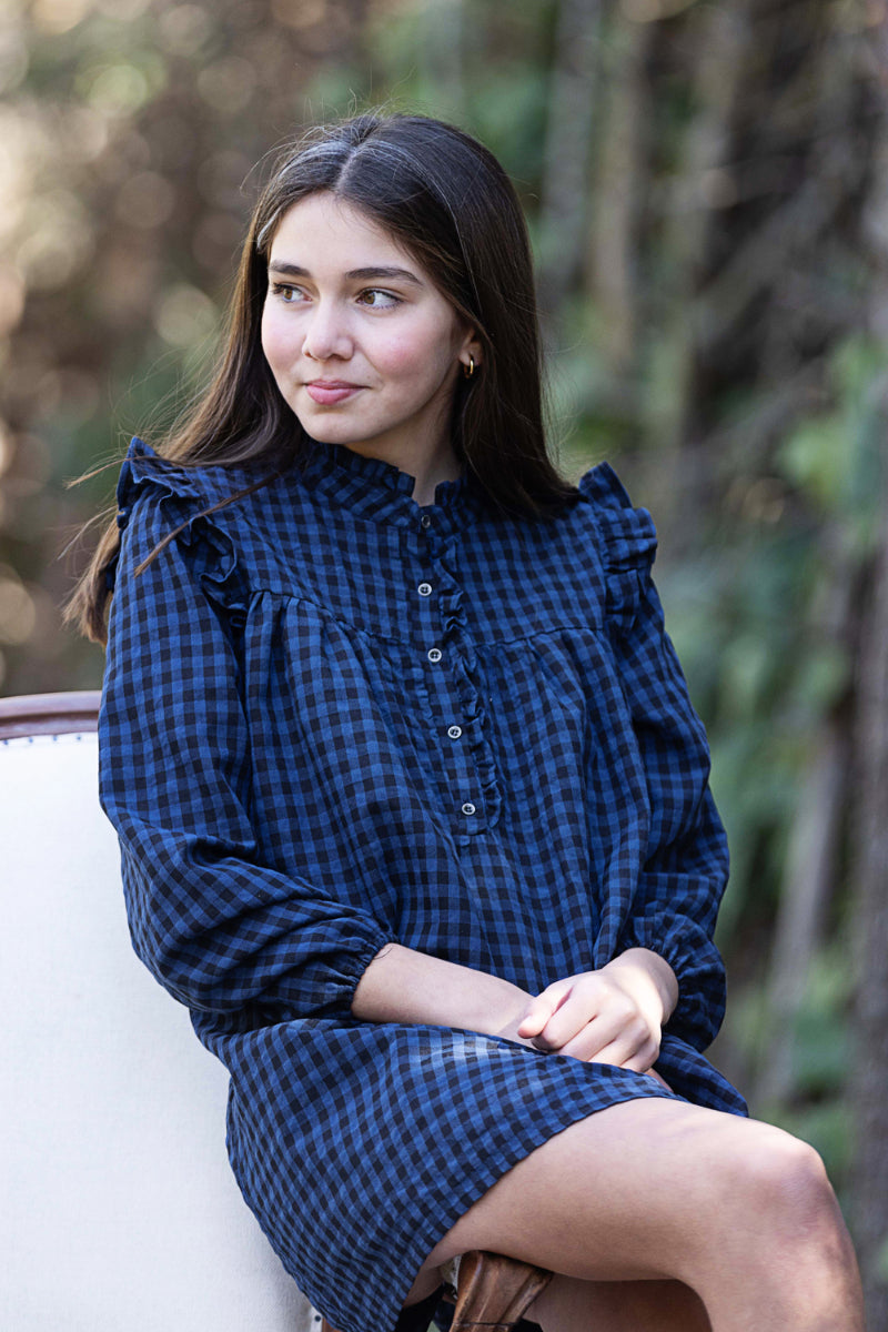 VES05 Vestido boho vichy azul