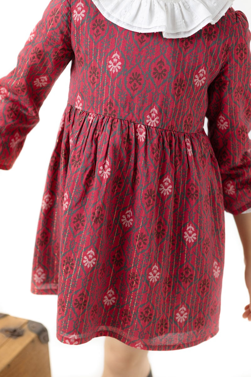 VES05 Vestido boho guinda raya lúrex