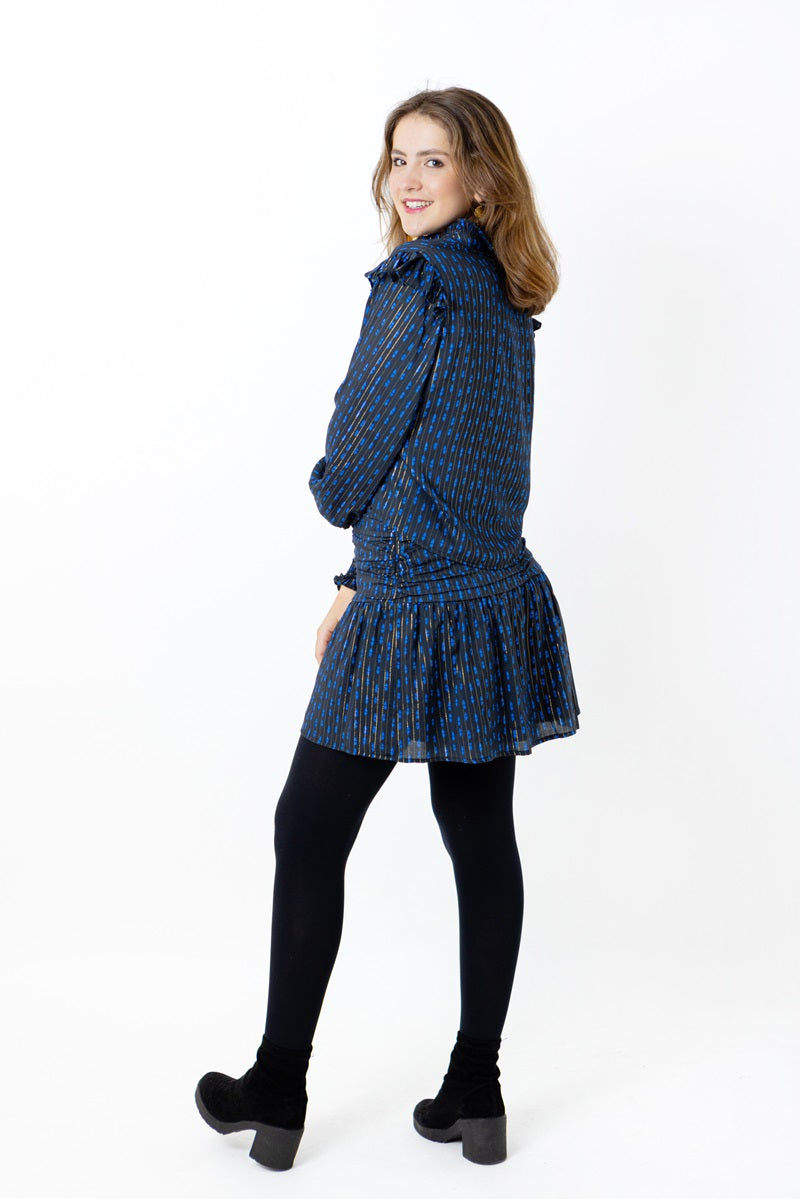 FALT02 Falda corta negra rombo azul