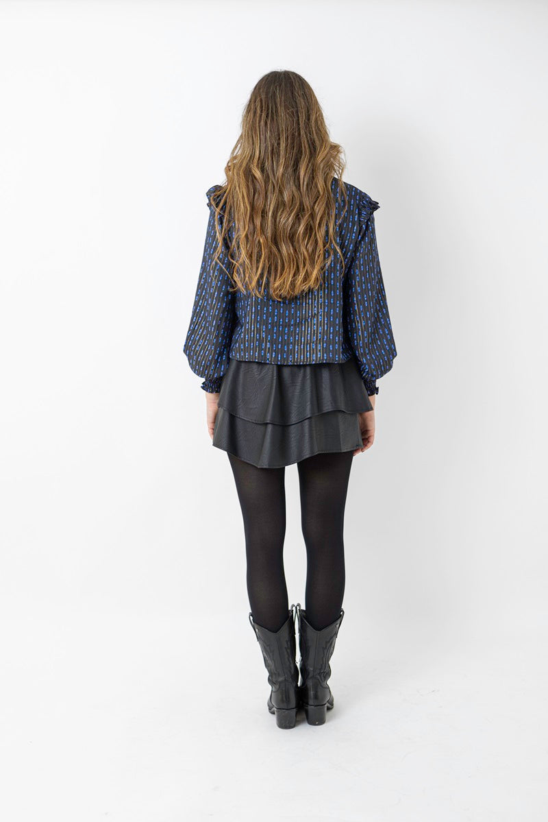 FALT03 Falda corta efecto piel negra