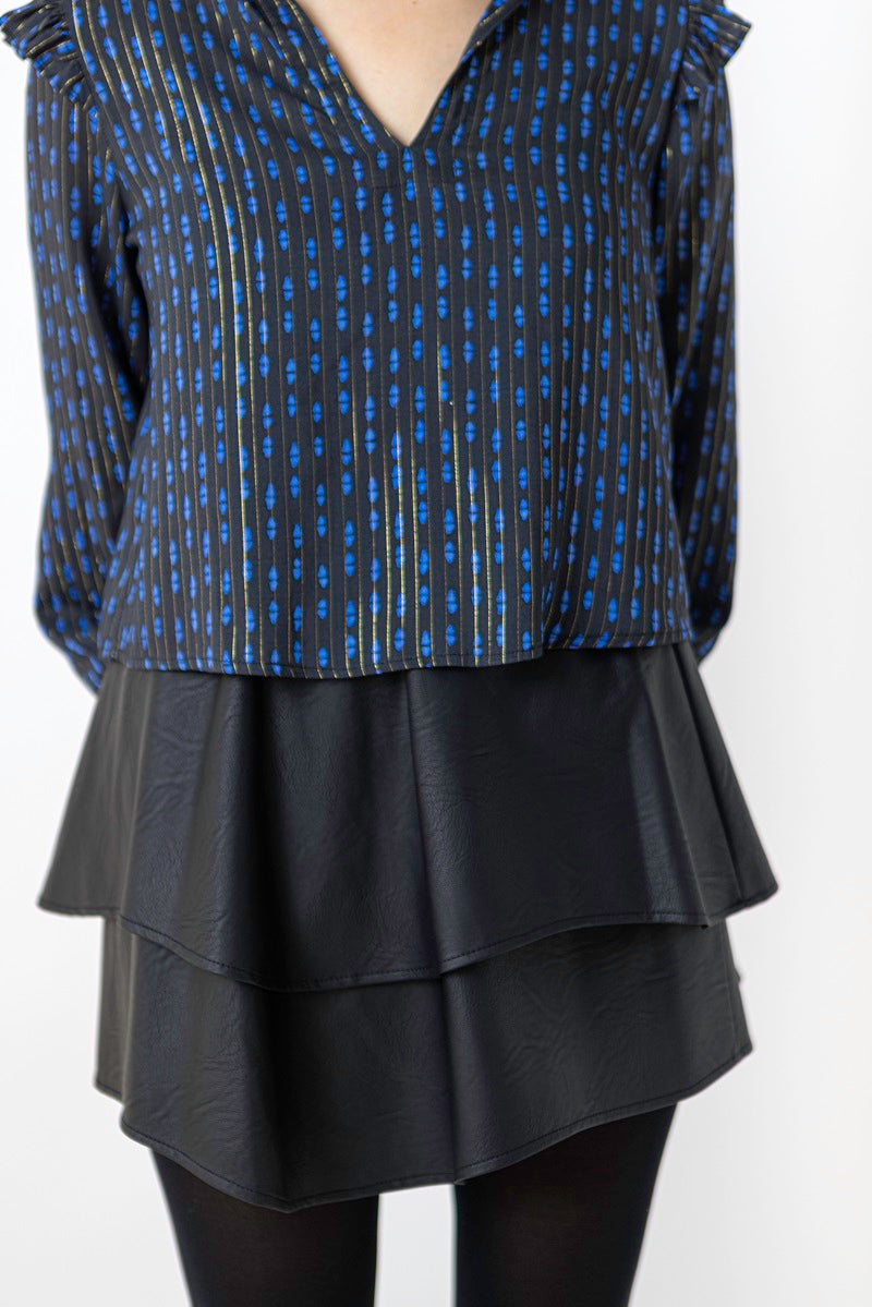 FALT03 Falda corta efecto piel negra