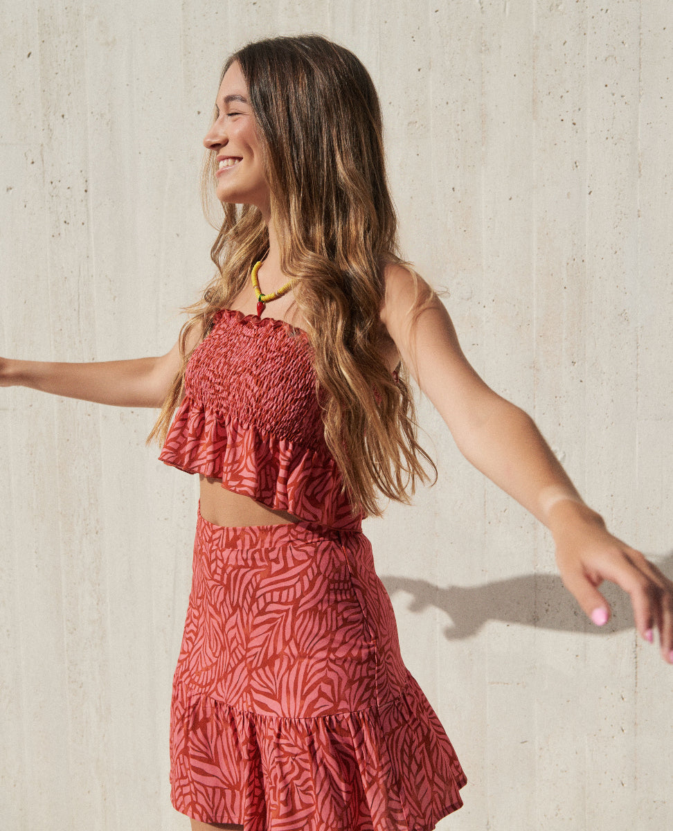 Top engomado hojas coral