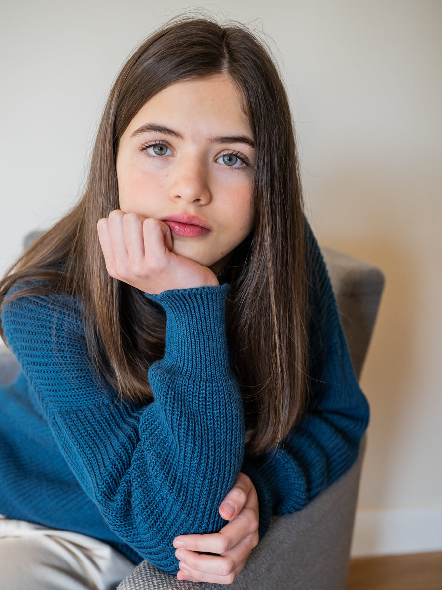 PUNT03 Jersey oversize azul petróleo