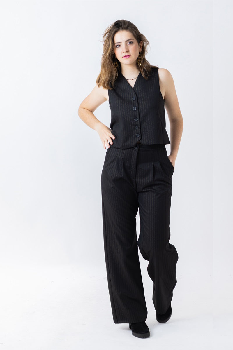 PANT07 Pantalón raya diplomática negro