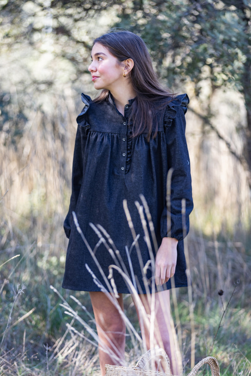 VES06 Vestido boho denim negro