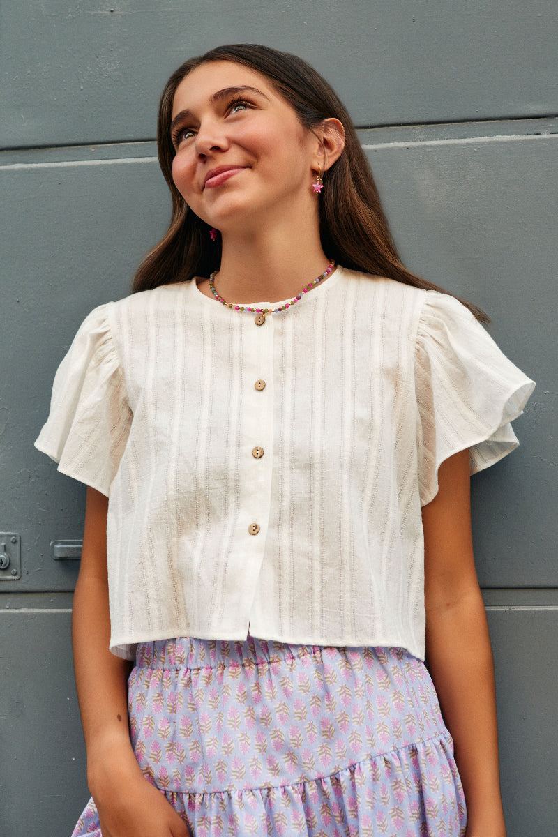 Blusa alitas encaje marfil