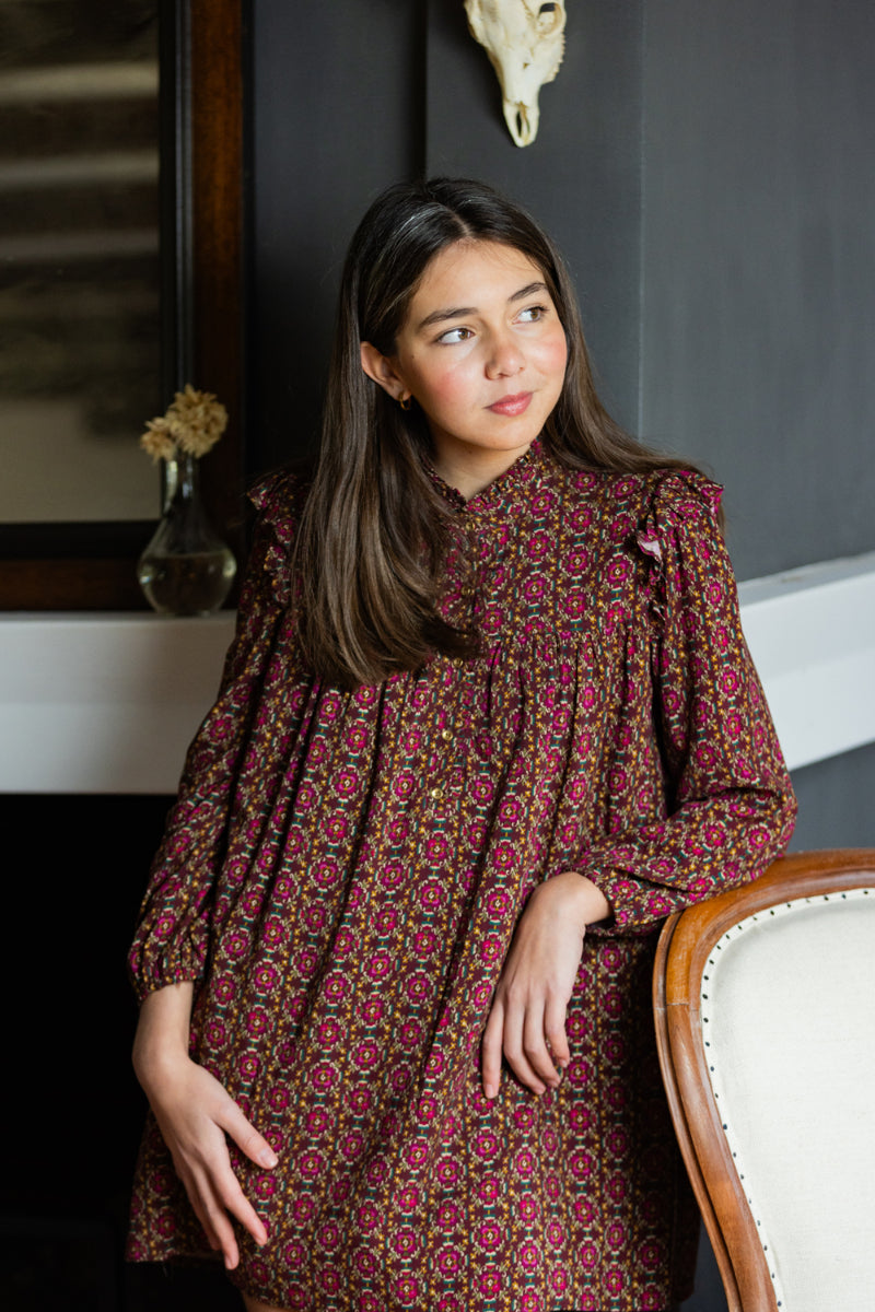 VES07 Vestido boho flor granate