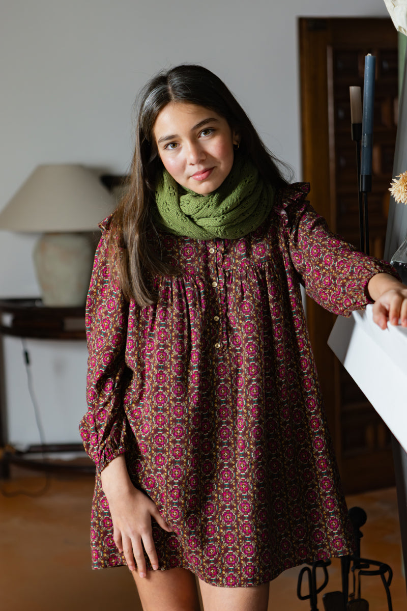 VES07 Vestido boho flor granate
