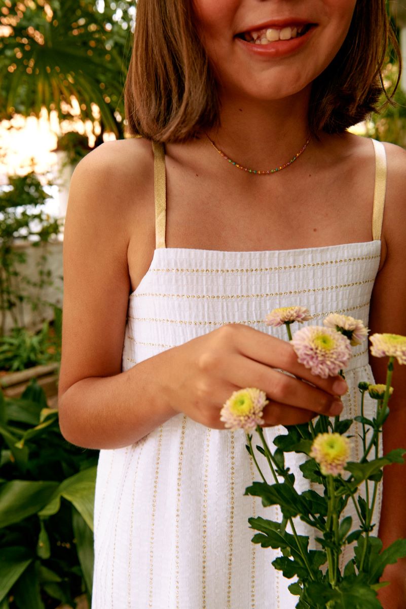 VES09 Vestido largo blanco raya lúirex dorada