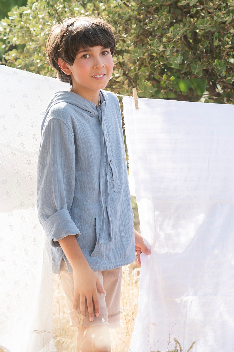 CHI02 Chilaba capucha azul