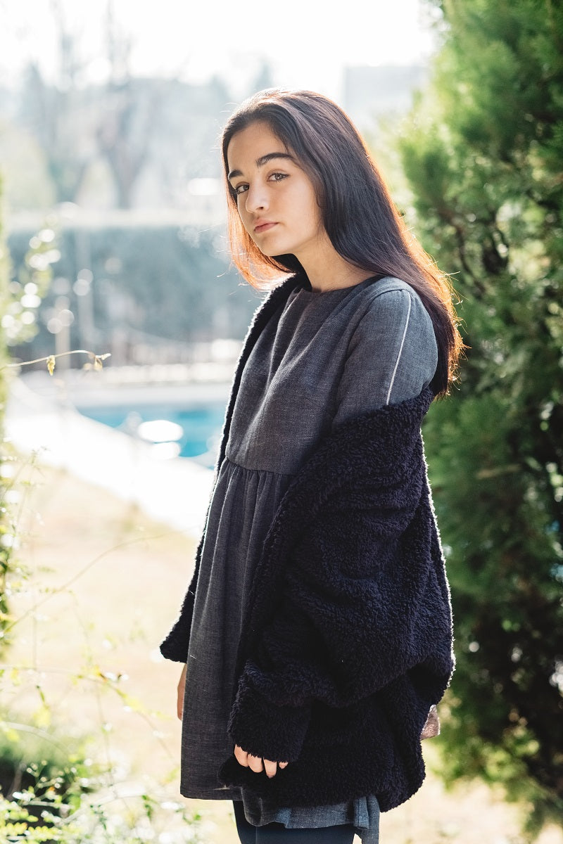 VEST02 Vestido gris jaspeado