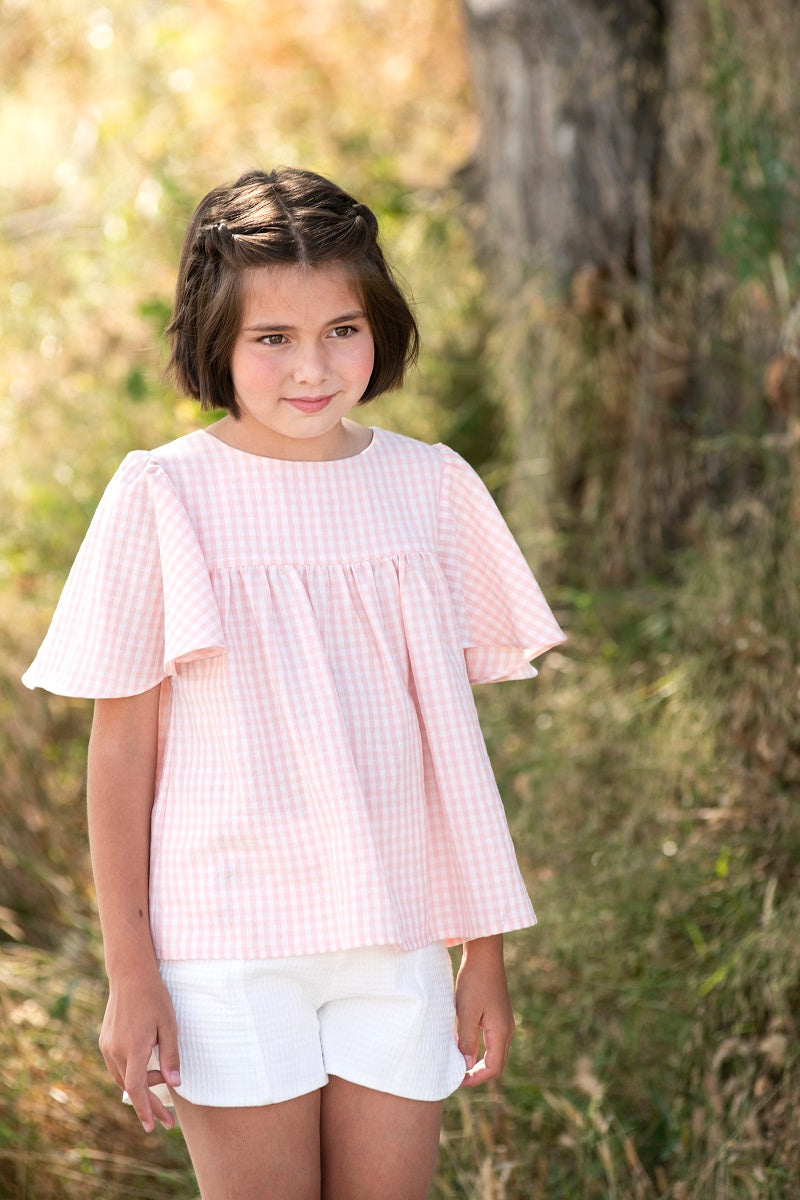 BLU06 Blusón vichy rosa pétalo