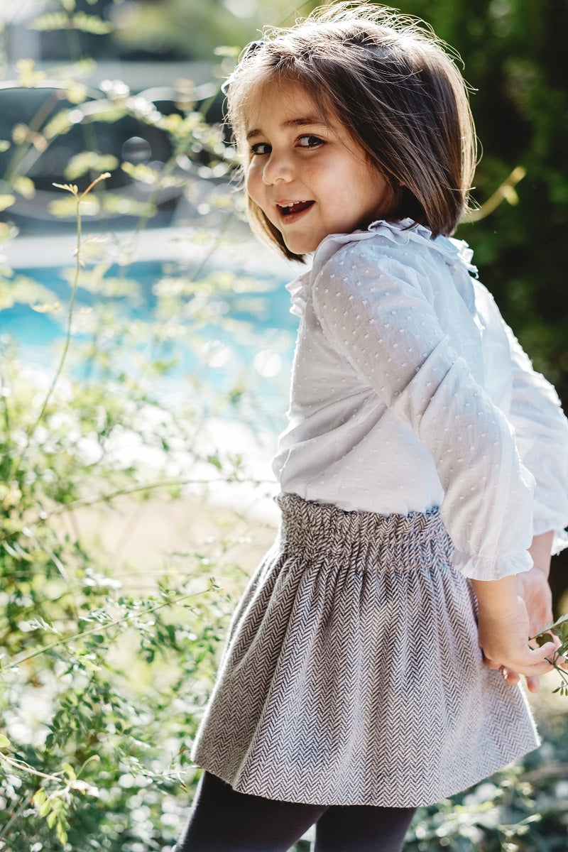 FAL03 Falda gomas espiguilla rosa y gris